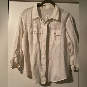 Liz Claiborne 🤍 Petite 14P 🤍 100% Linen Top